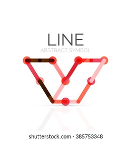 Linear abstract logo, connected multicolored segments of lines geometrical figure