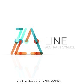 Linear abstract logo, connected multicolored segments of lines geometrical figure