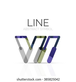 Linear abstract logo, connected multicolored segments of lines geometrical figure