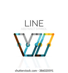 Linear abstract logo, connected multicolored segments of lines geometrical figure