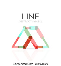 Linear abstract logo, connected multicolored segments of lines geometrical figure