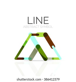 Logotipo abstracto lineal, segmentos multicolores conectados de líneas figura geométrica