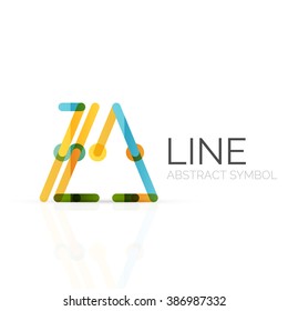 Linear abstract logo, connected multicolored segments of lines geometrical figure