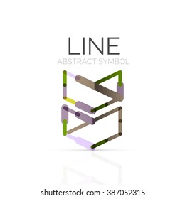 Linear abstract logo, connected multicolored segments of lines geometrical figure
