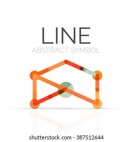 Linear abstract logo, connected multicolored segments of lines geometrical figure