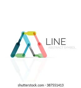 Lineares abstraktes Logo, angeschlossene mehrfarbige Segmente geometrischer Linien