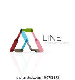 Lineares abstraktes Logo, angeschlossene mehrfarbige Segmente geometrischer Linien