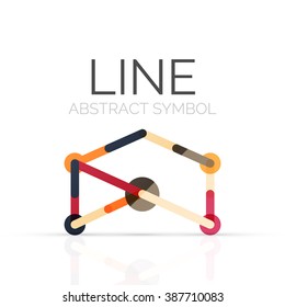 Lineares abstraktes Logo, angeschlossene mehrfarbige Segmente geometrischer Linien