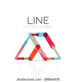 Logotipo abstrato linear, segmentos multicoloridos conectados de linhas figura geométrica