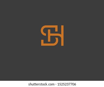 Linear abstract logo icon two letter S and H monogram typography for your company