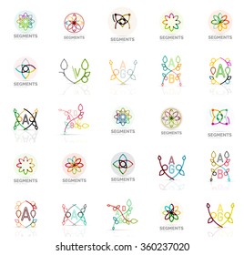 Linear abstract logos, letters, swirls