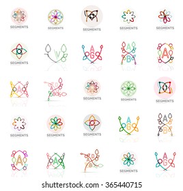 Linear abstract logos, letters, swirls