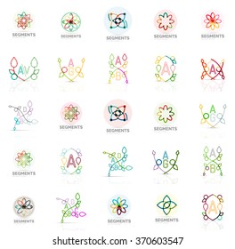 Linear abstract logos, letters, swirls