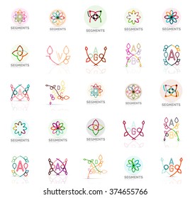 Linear abstract logos, letters, swirls