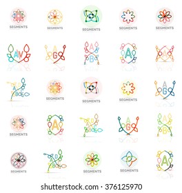 Linear abstract logos, letters, swirls