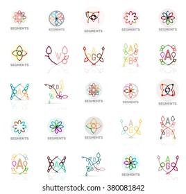 Linear abstract logos, letters, swirls