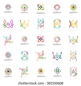 Linear abstract logos, letters, swirls
