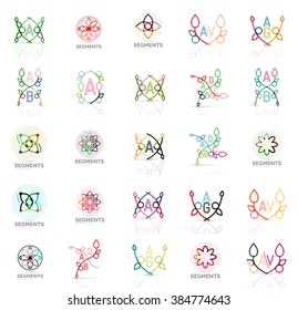 Linear abstract logos, letters, swirls