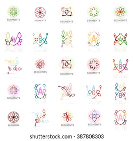 Linear abstract logos, letters, swirls