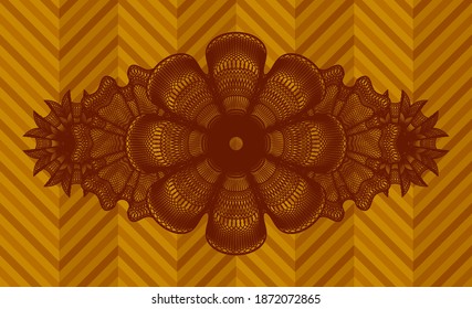 Linear abstract orange badge. Geometric classic background. Artistic illustration. 