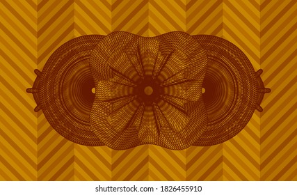 Linear abstract orange color emblem. Geometric exquisite background. Vector illustration. 