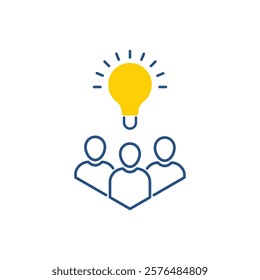 linear abstract people icon with bright light bulb. flat stroke trend modern simple thin line unity logotype graphic design web element isolated on white.