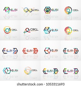 Linear abstract symbol business geometric logo set, vector illustration