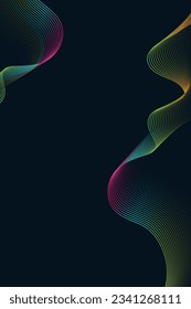 Linear abstract waves neon colors gradient. Vector design banner.