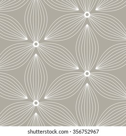 linear  abstract white flower vector pattern repeating on pastel background