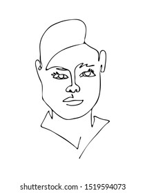 Linear abstract woman face. Continuous line art. One line drawing. Minimalist graphic.  