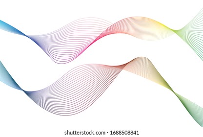 Abstracción lineal. Líneas de color abstractas en un fondo blanco. La ilusión del volumen. Onda