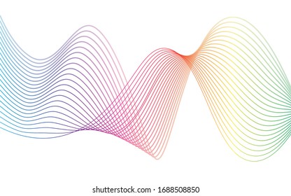 Linear abstraction. Abstract color lines on a white background. The illusion of volume. Wave