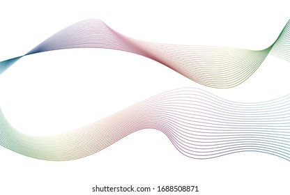 Abstracción lineal. Líneas de color abstractas en un fondo blanco. La ilusión del volumen. Onda