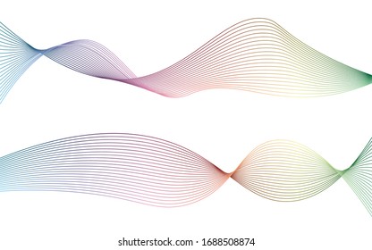 Abstracción lineal. Líneas de color abstractas en un fondo blanco. La ilusión del volumen. Onda
