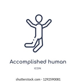 Linear accomplished human icon from Feelings outline collection. Thin line accomplished human icon vector isolated on white background. accomplished human trendy illustration