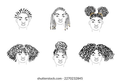 Linear African American girl. African American hairstyle. Beauty and fashion