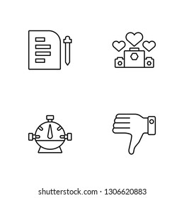 Linear Agreement, Gauge, Competitive, Bad Vector Illustration Of 4 outline Icons. Editable Pack Of Agreement, Gauge, Competitive, Bad