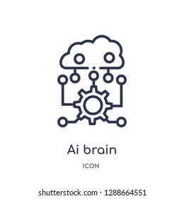 Linear ai brain icon from Artificial intellegence and future technology outline collection. Thin line ai brain vector isolated on white background. ai brain trendy illustration