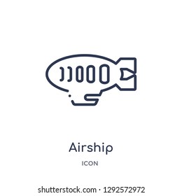 Linear airship icon from Free time outline collection. Thin line airship icon vector isolated on white background. airship trendy illustration