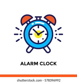 Linear ALARM CLOCK icon for education. Pictogram in outline style. Vector modern flat design element for mobile application and web design 
