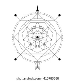  Linear alchemy, occult, philosophical sign. For music album cover, sprites for game user interface, sacramental logo design. Astrology, imagination, creativity, superstition, religion concept.