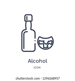 Linear alcohol icon from Drinks outline collection. Thin line alcohol icon vector isolated on white background. alcohol trendy illustration