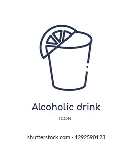 Linear alcoholic drink icon from Fastfood outline collection. Thin line alcoholic drink icon vector isolated on white background. alcoholic drink trendy illustration