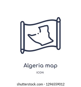 Linear algeria map icon from Countrymaps outline collection. Thin line algeria map icon vector isolated on white background. algeria map trendy illustration