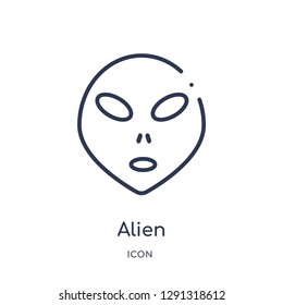 Linear alien icon from Astronomy outline collection. Thin line alien vector isolated on white background. alien trendy illustration