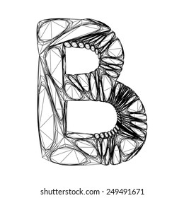 Linear alphabet symbol B. Vector design.