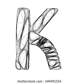 Linear alphabet symbol K. Vector design.