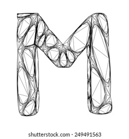 Linear alphabet symbol M. Vector design.