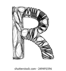 Linear alphabet symbol R. Vector design.