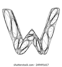 Linear alphabet symbol W. Vector design.